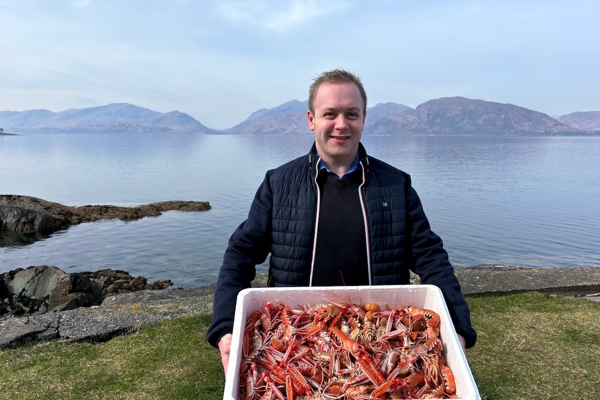 Donald with freshly landed langoustines for the Holly Tree